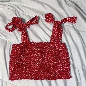 NWOT Red Smocked Crop Top